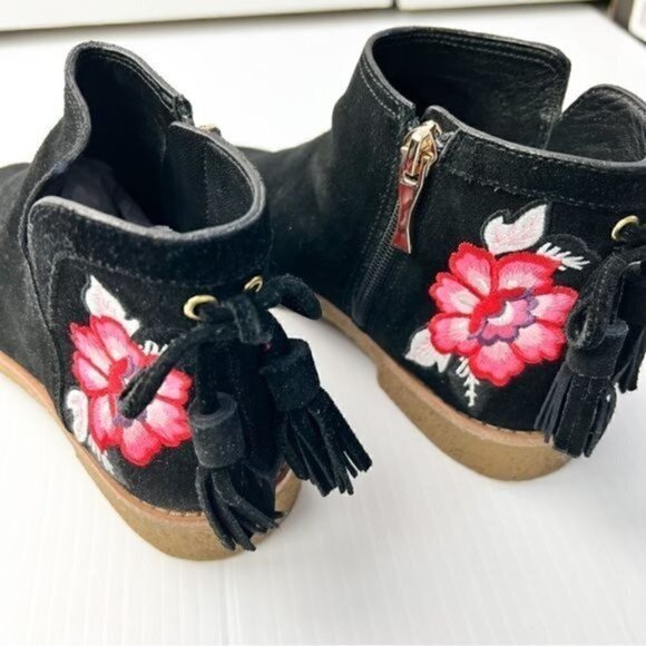 Kate Spade New York Bellville Floral Embroidered Suede Black Booties Size 6 - Picture 8 of 12
